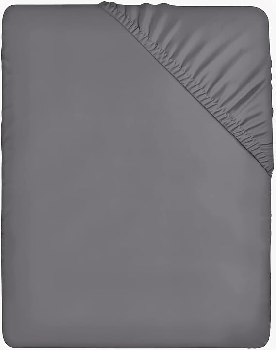 Utopia Bedding Fitted Sheet Double, Grey - Deep Pocket 14 inch (35 cm) -