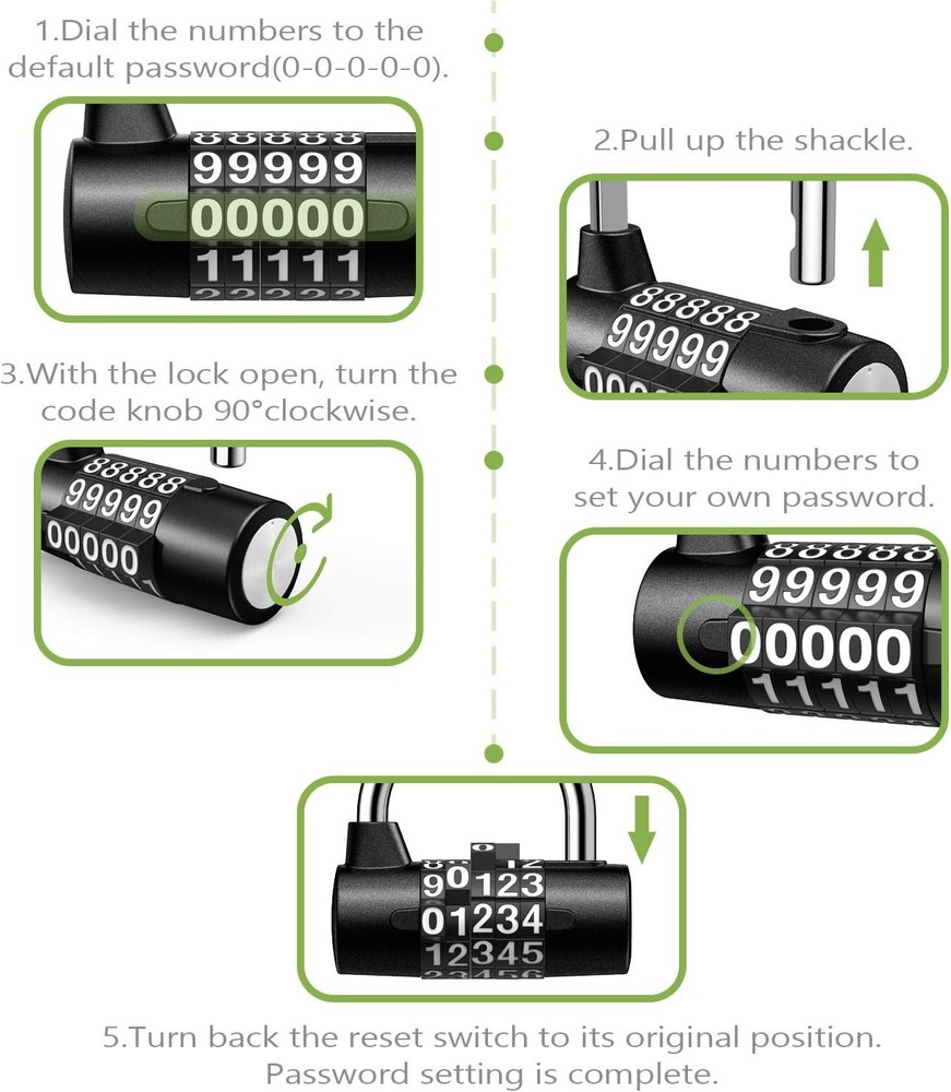 KeeKit 5 Digit Combination Lock, Re-settable Padlock, Outdoor...