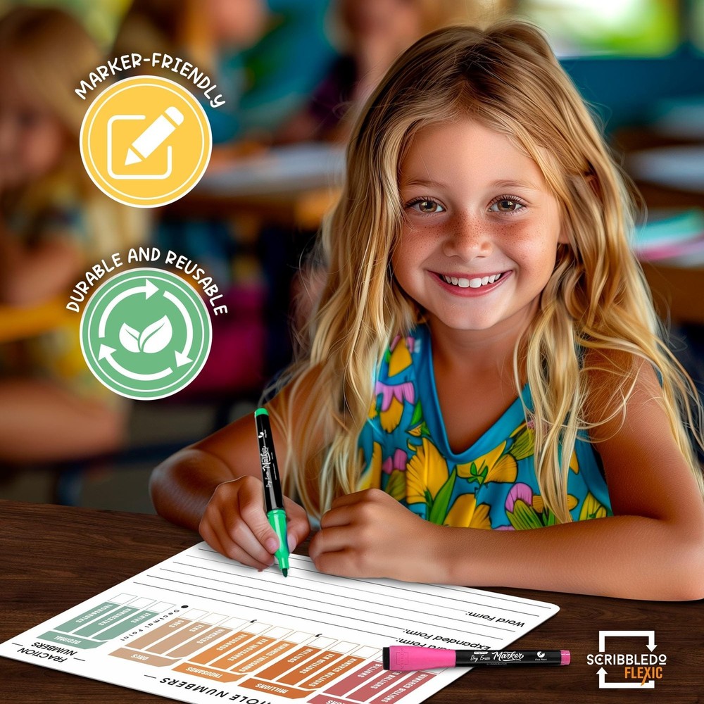 SCRIBBLEDO Place Value Chart Math Practice 9”x12” Small White Board