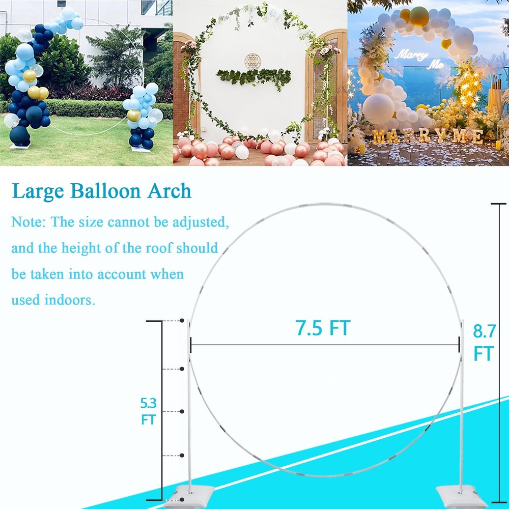 Balloon Arch Stand, 7.5ft Large Round Backdrop Frame, Adjustable Half Circle ...