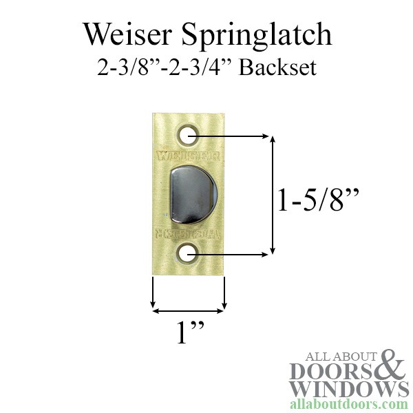 Weiser Lock Springlatch Adjustable Backset Square Face 1" x 2-1/4" Brass