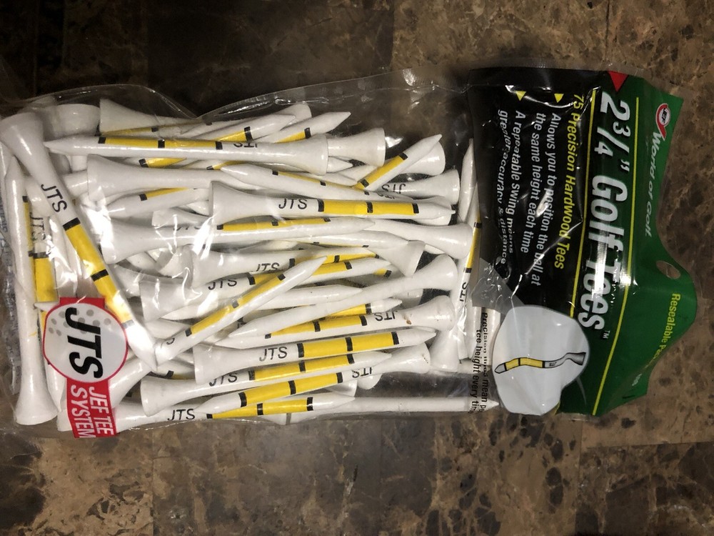 JEF World of Golf 2 3/4" Hardwood Golf Tees - 75-Pack New