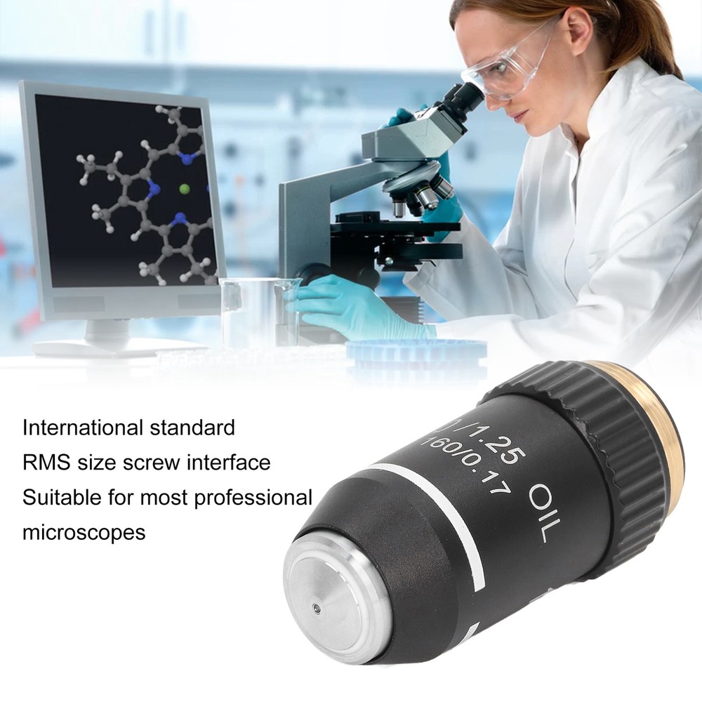 Microscope Objective Lens Replacement 100X Magnification High Power Lens New