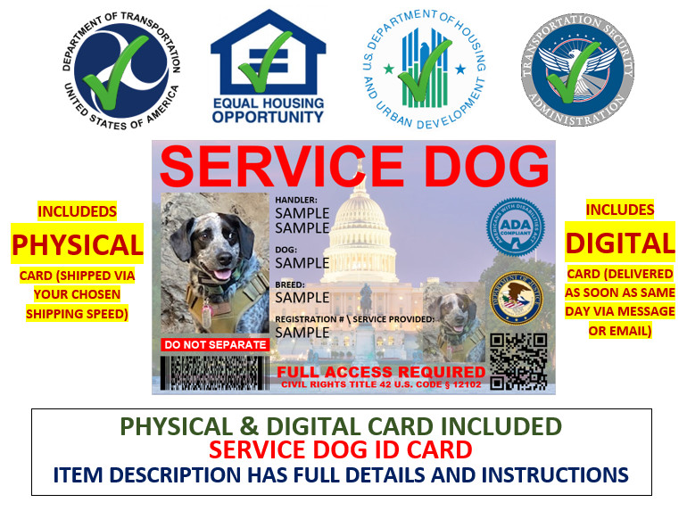 HOLOGRAPHIC ADA SERVICE DOG ID CUSTOMIZABLE SINGLE SIDE ONLY