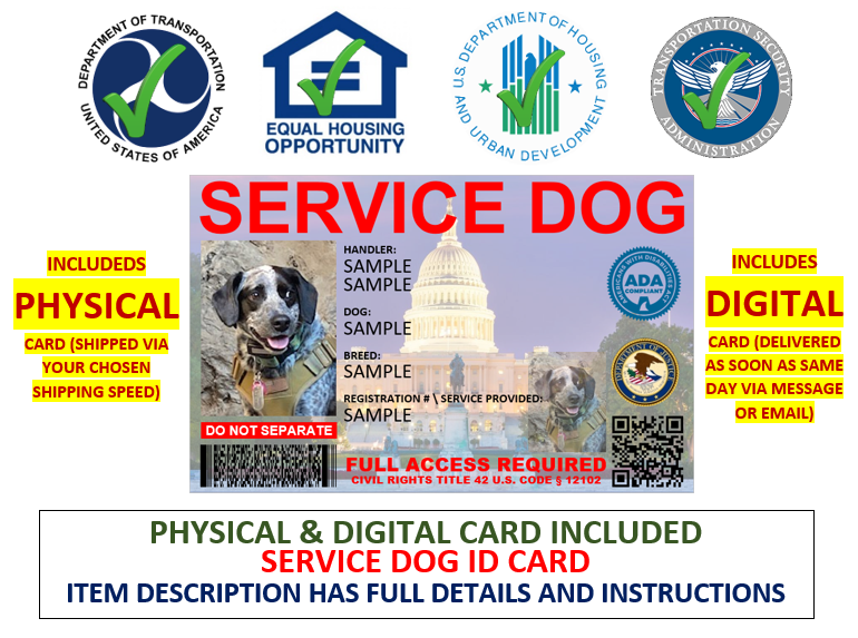 HOLOGRAPHIC ADA SERVICE DOG ID CUSTOMIZABLE SINGLE SIDE ONLY