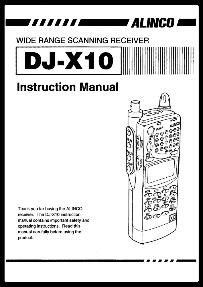 Alinco DJ-X10 Transceiver Instruction Manual 61 Pages Operating Guide