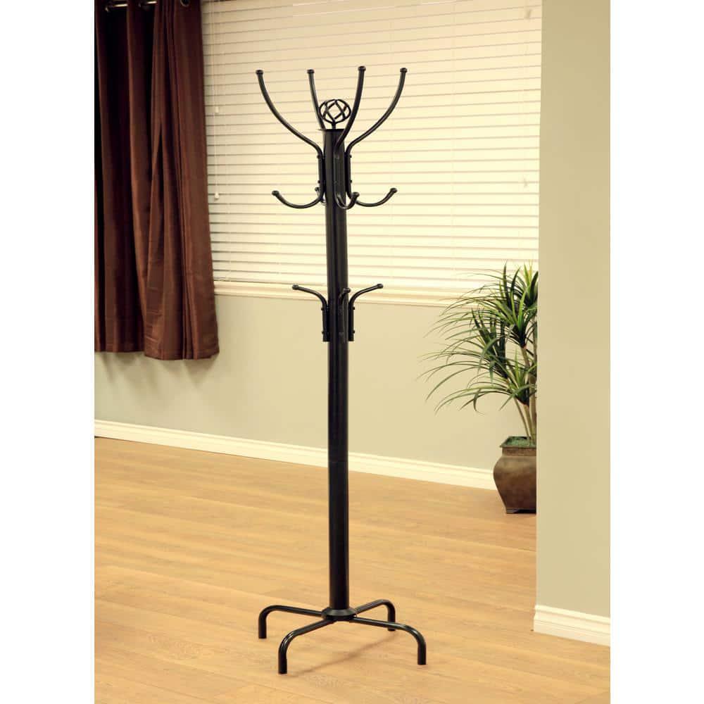 8-Hook Metal Coat Tree Stand Purse Hanger Hat Rack 6 ft Hallway Entryway Mudroom