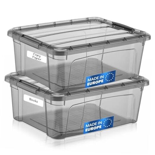 12.5 Quart Storage Bins with Lids, Plastic Storage Containers with Latching