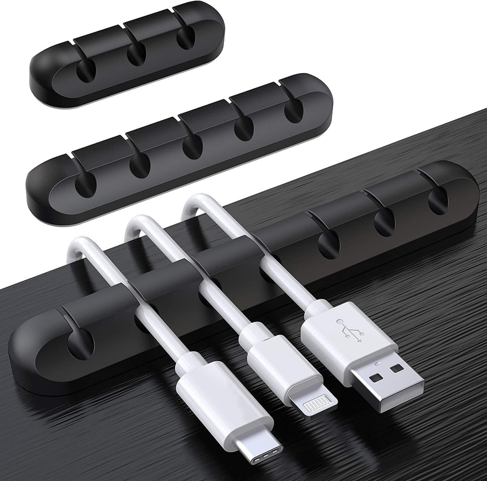 Effortless Cable Organization - 3 Self-Adhesive Holder Clips for Home & Office