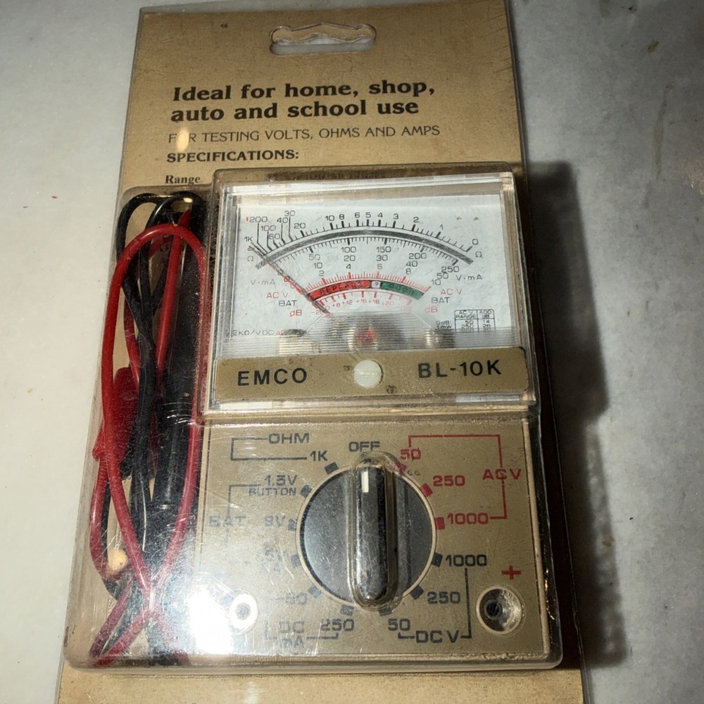 Vintage Analog Multimeter Emco Electronics Model BL-10K Ohm/V DC AC