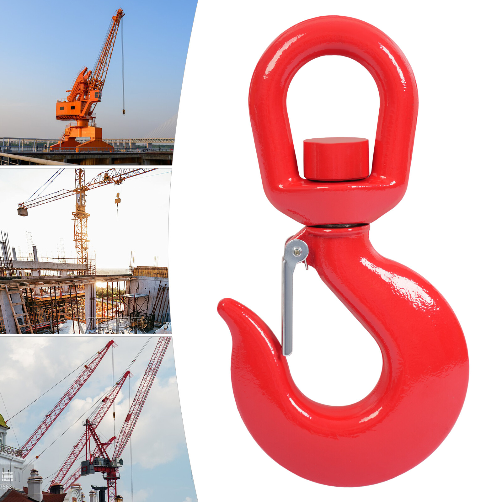 15T/33069.34lb Heavy Duty Swivel Lifting Hook Locking Swivel Hook w/Safety Latch