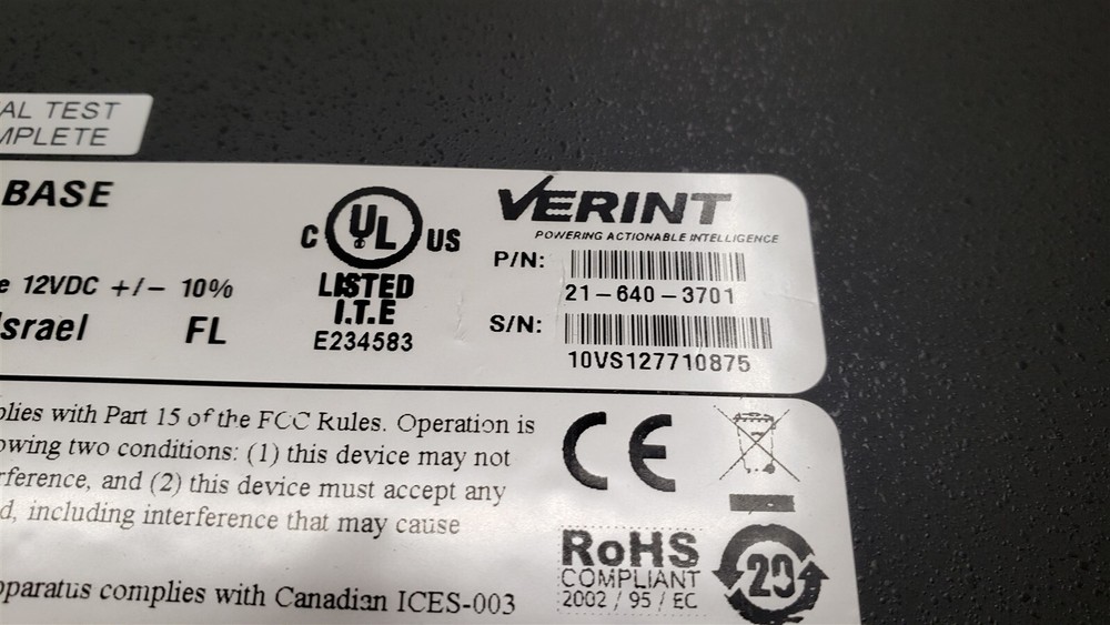 ⭐️⭐️⭐️⭐️⭐Verint SR 8 Base 21-640-3701 Security Data Transfer Interface w cables