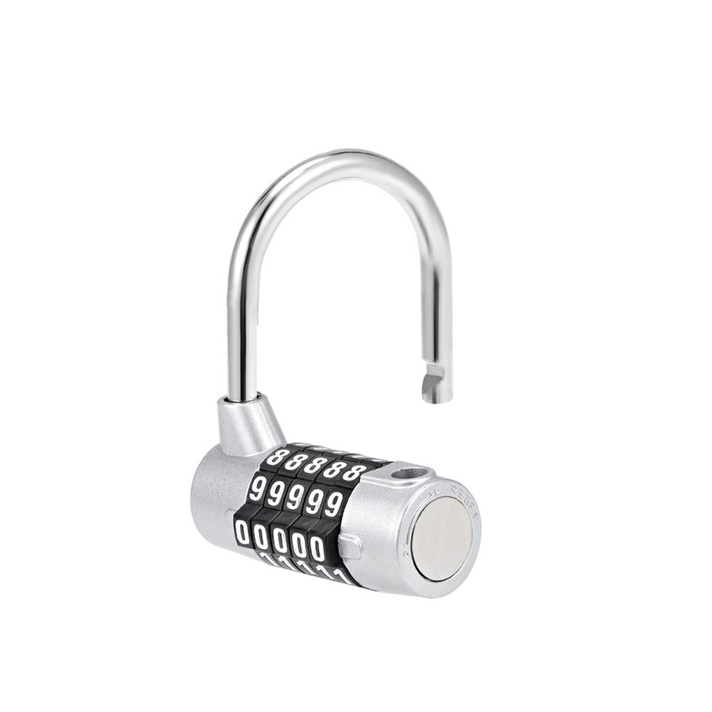 5-Digit Combination Padlock 2-1/2-inch Resettable Gate Locker Lock Silver Tone