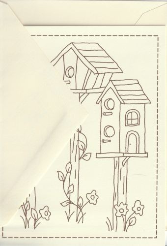 Early Bird Embroidery Pattern, Note Card and Envelope ~ 3 items for 1 price