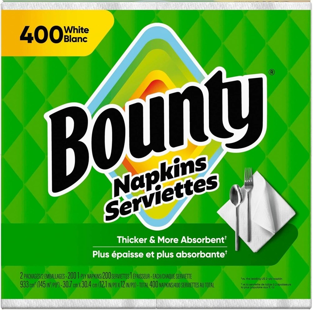 Bounty Paper Napkins, White, 400 Count