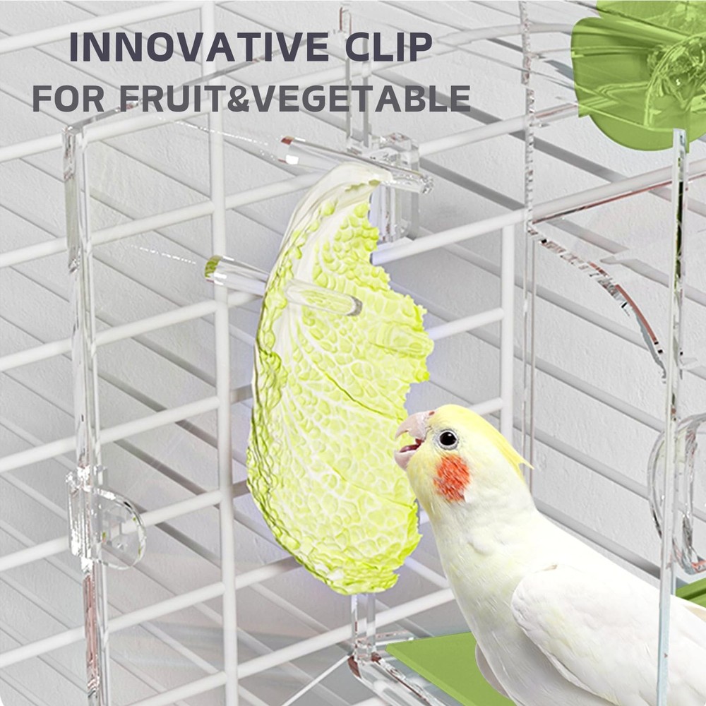 Automatic Bird Feeder, Bird Cage Feeder with Perch Multi-Functional Holder fo...
