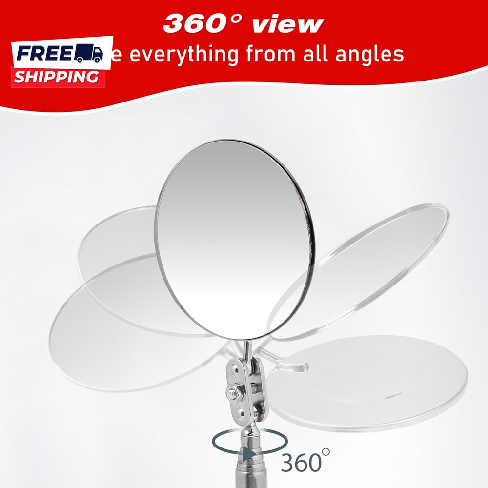 3 Pack Telescoping Inspection Mirror Extendable Mechanic Mirror round Mirror