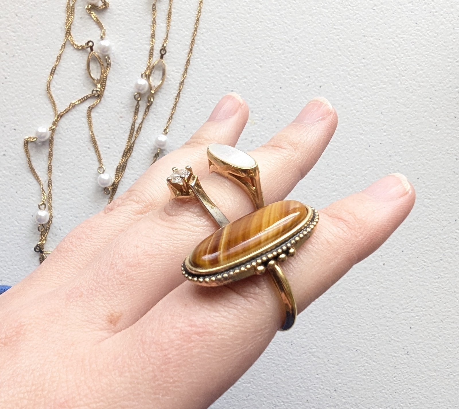 Vintage Avon Costume Jewelry Lot 80s 90s Rings Necklace