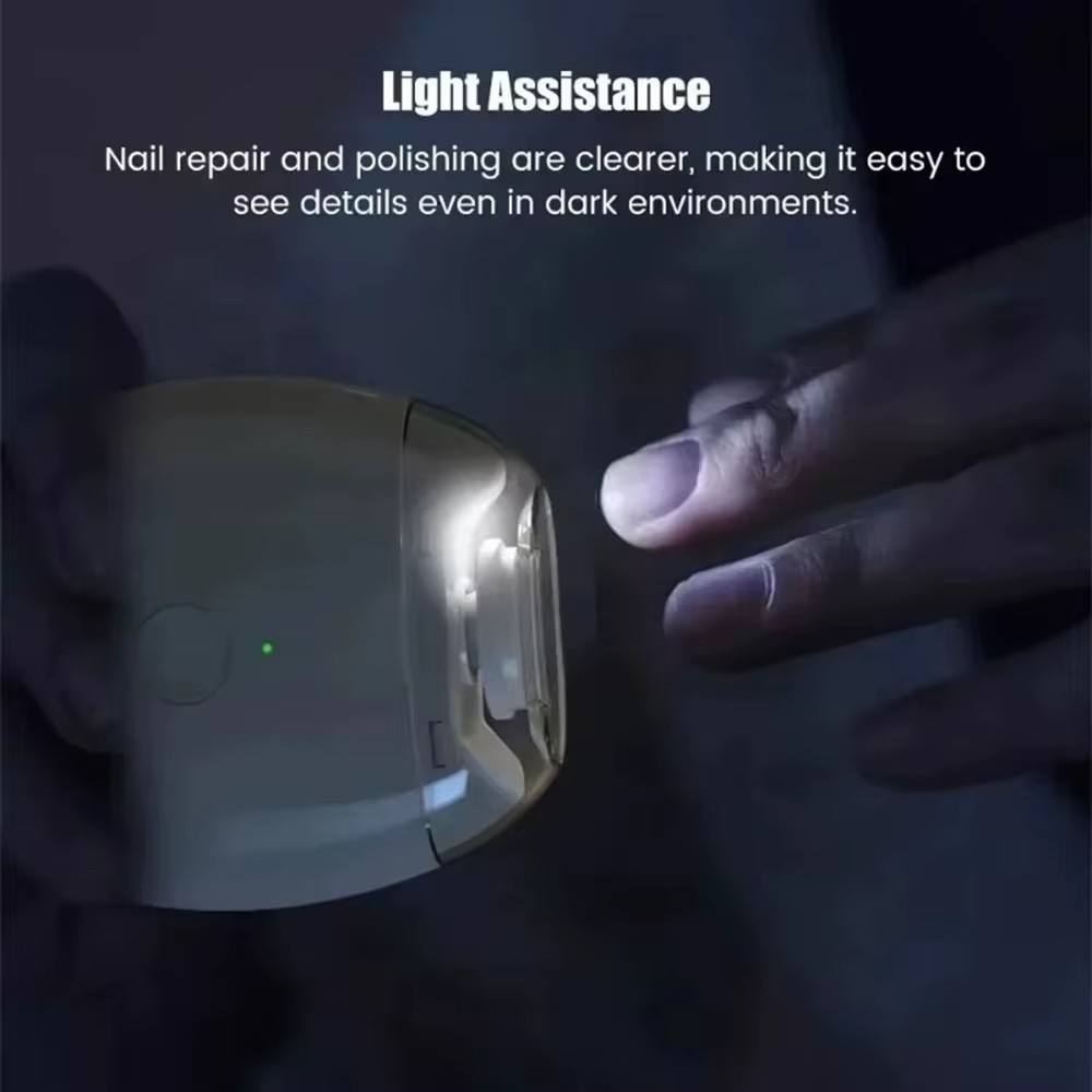 Electric Nail Grinder Automatic LED Light Trimmer Toe Cutter