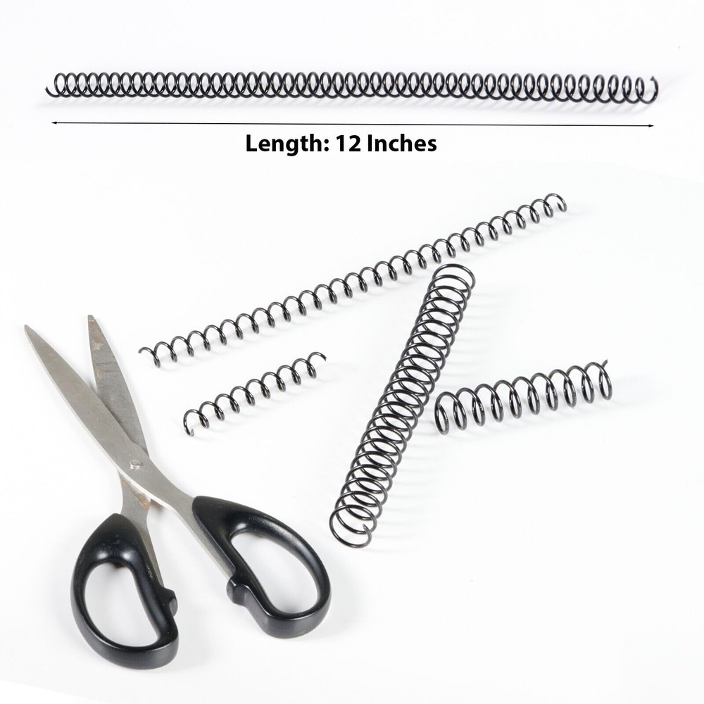 60 Pack Plastic Spiral Binding Coils Multi-Size 31 Pitch Black Spirals