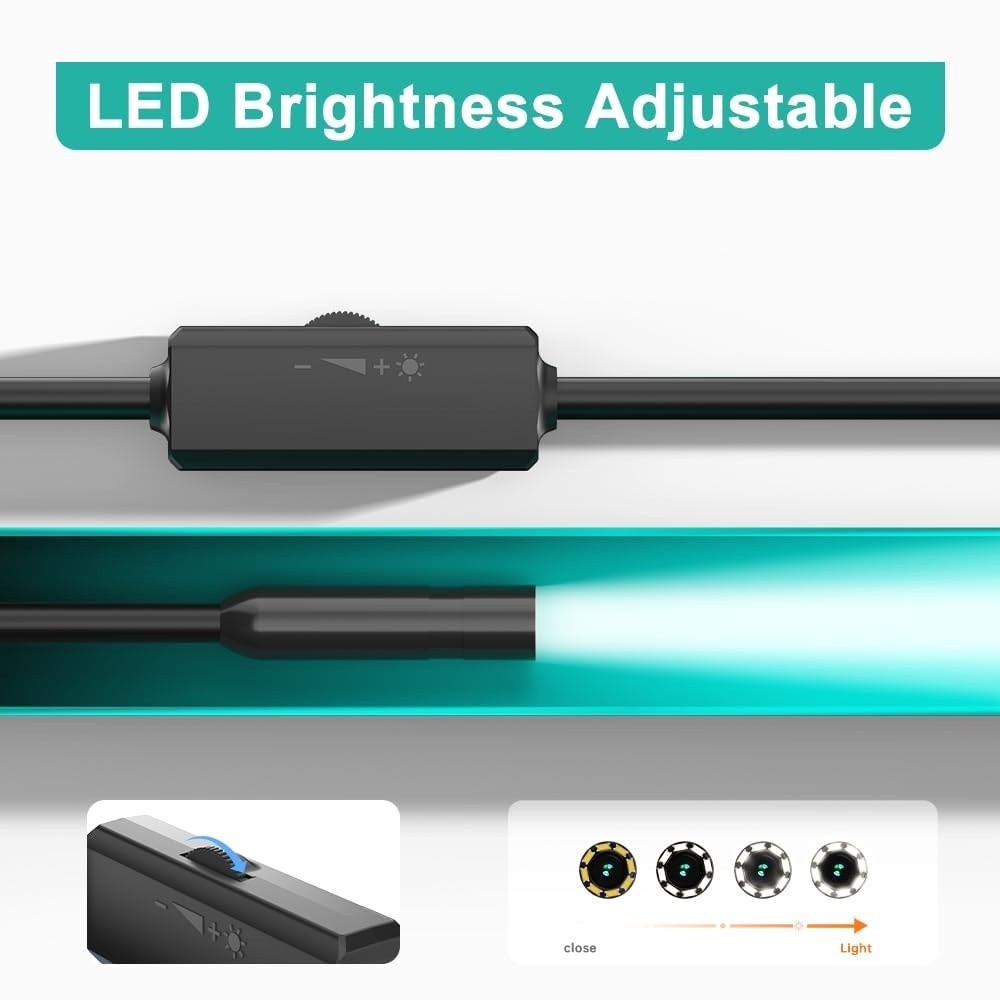 Endoscope Camera with Light, 1920P HD Borescope Camera with 8 LED Lights 16.4ft