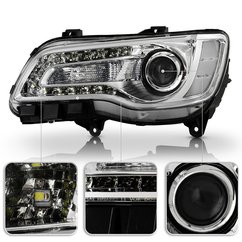 For 2015-2023 Chrysler 300 Chrome Halogen Headlight LED DRL Projector Driver