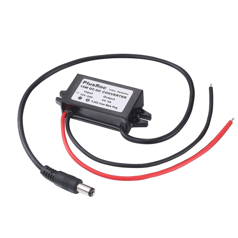 PlusRoc Waterproof 12V/24V to 5V Converter Step Down Module Power Black