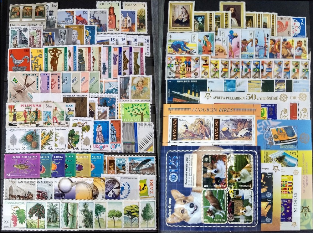 Worldwide Stamp Collection MNH - 100 Full Sets from 60 Different Countries &Gift