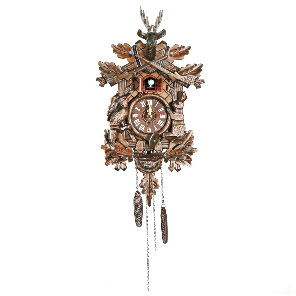 ?? Vintage German Black Forest Wooden Hunter Clock