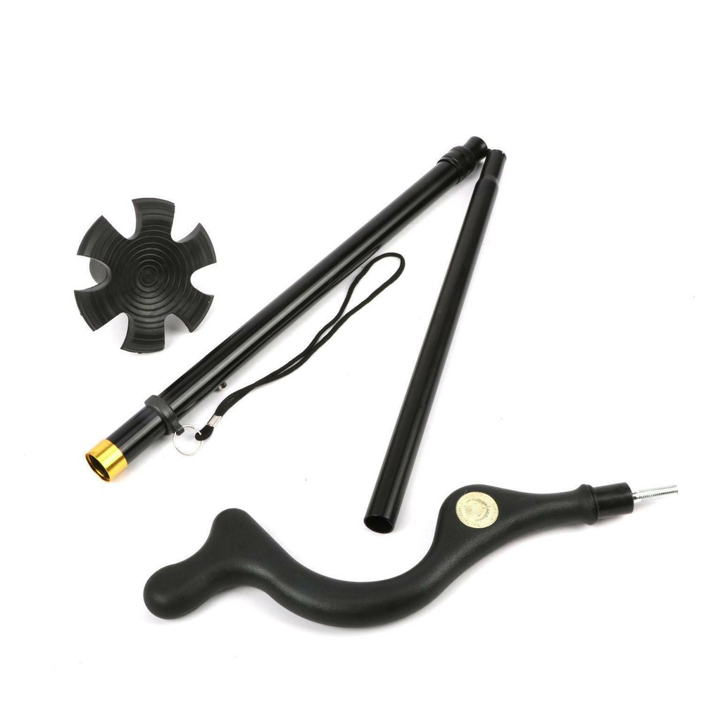 Folding Adjustable Walking Stick Cane 4 Head Pivoting Trusty Base Posture Cane