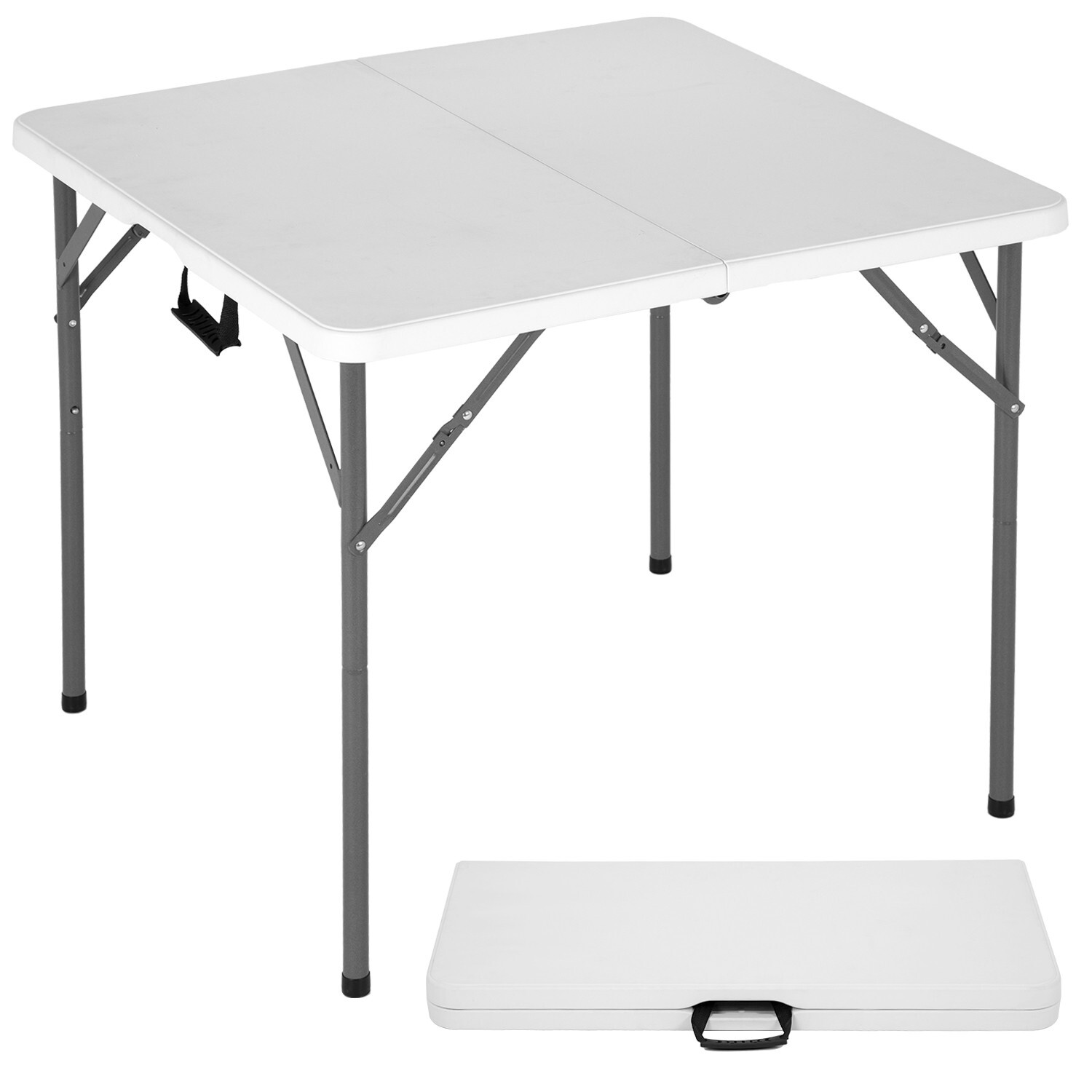 34" Folding Tables Plastic Folding Card Table Half Portable Foldable Table,White