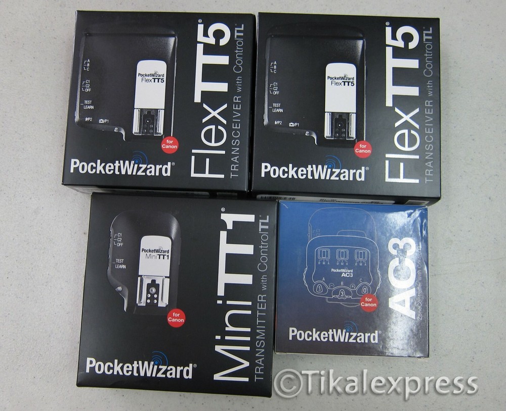 Combo - PocketWizard FlexTT5, TT1 Transceiver & AC3 For Canon TTL Flashes