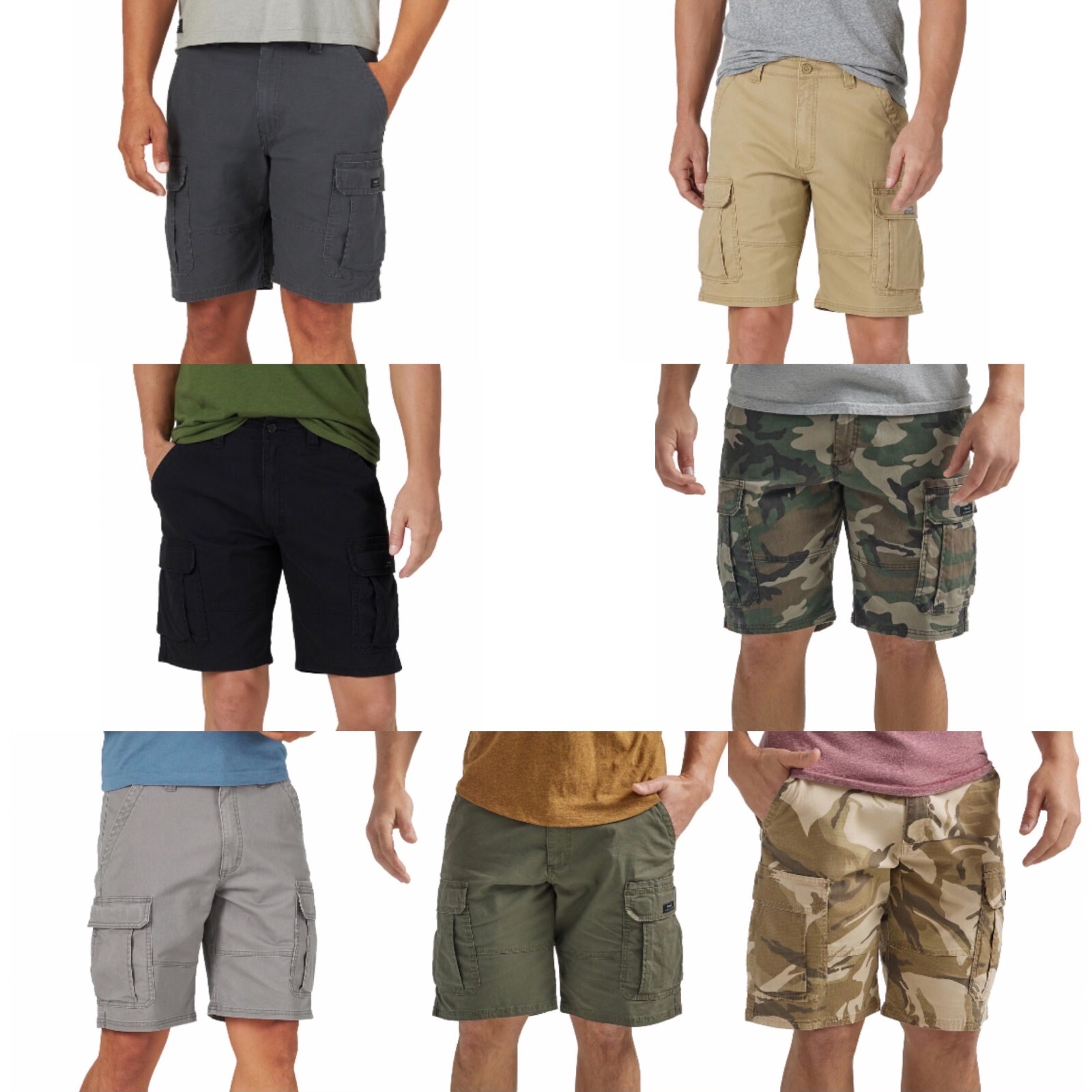 Mens Wrangler Cargo Shorts w Stretch Relaxed Fit Tech Pocket CHOOSE COLOR & SIZE