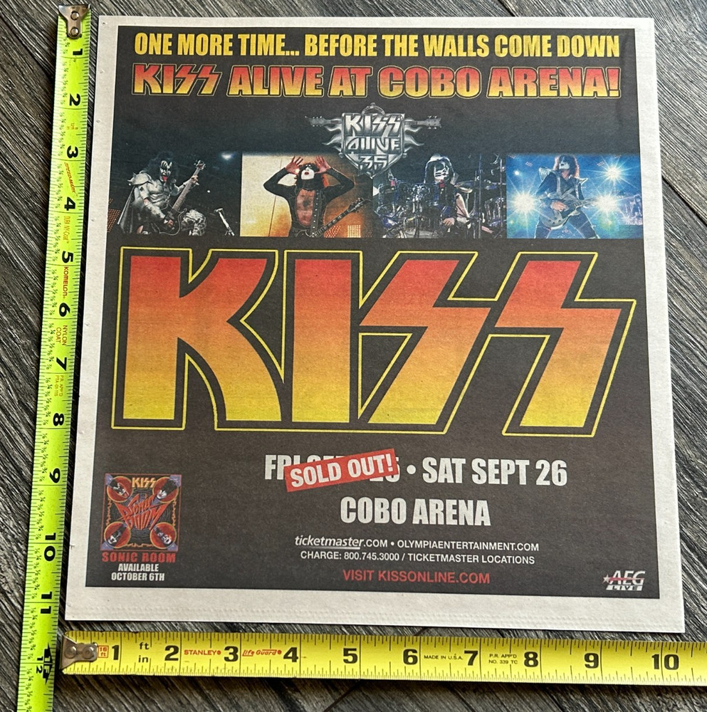 KISS Concert Ad Alive 35 Tour Cobo Detroit Sold Out Sept 25 26 2009 Vintage Kiss