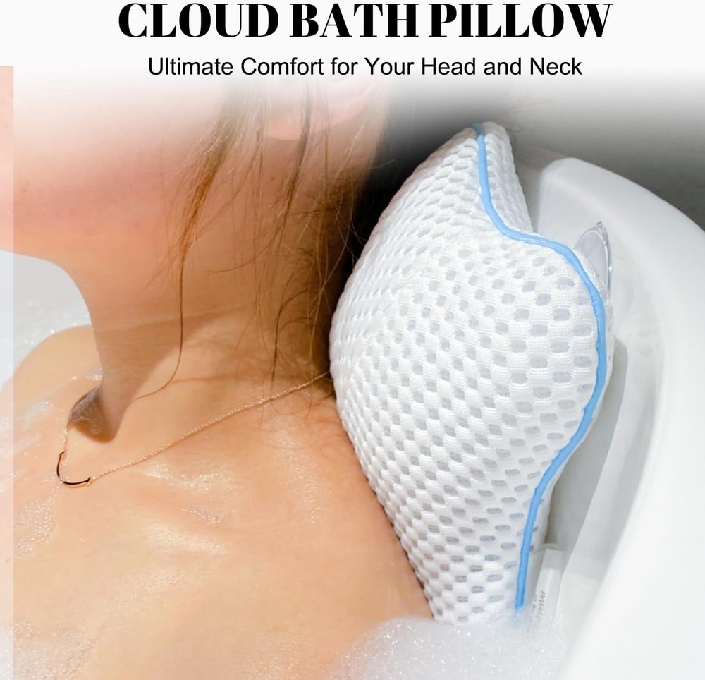 Ergonomically Designed Bath Pillow with 4 Suction Cups - Ultimate Relaxation