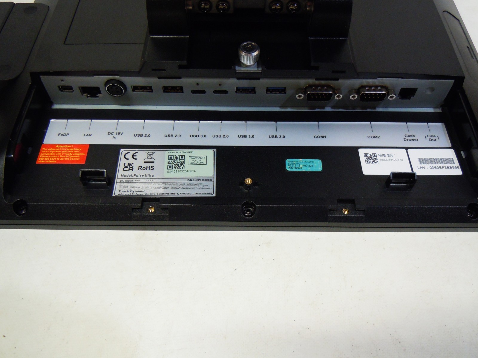 Touch Dynamic Pulse Ultra 15" POS Terminal Celeron J6412 4GB RAM 128GB Win10 IoT