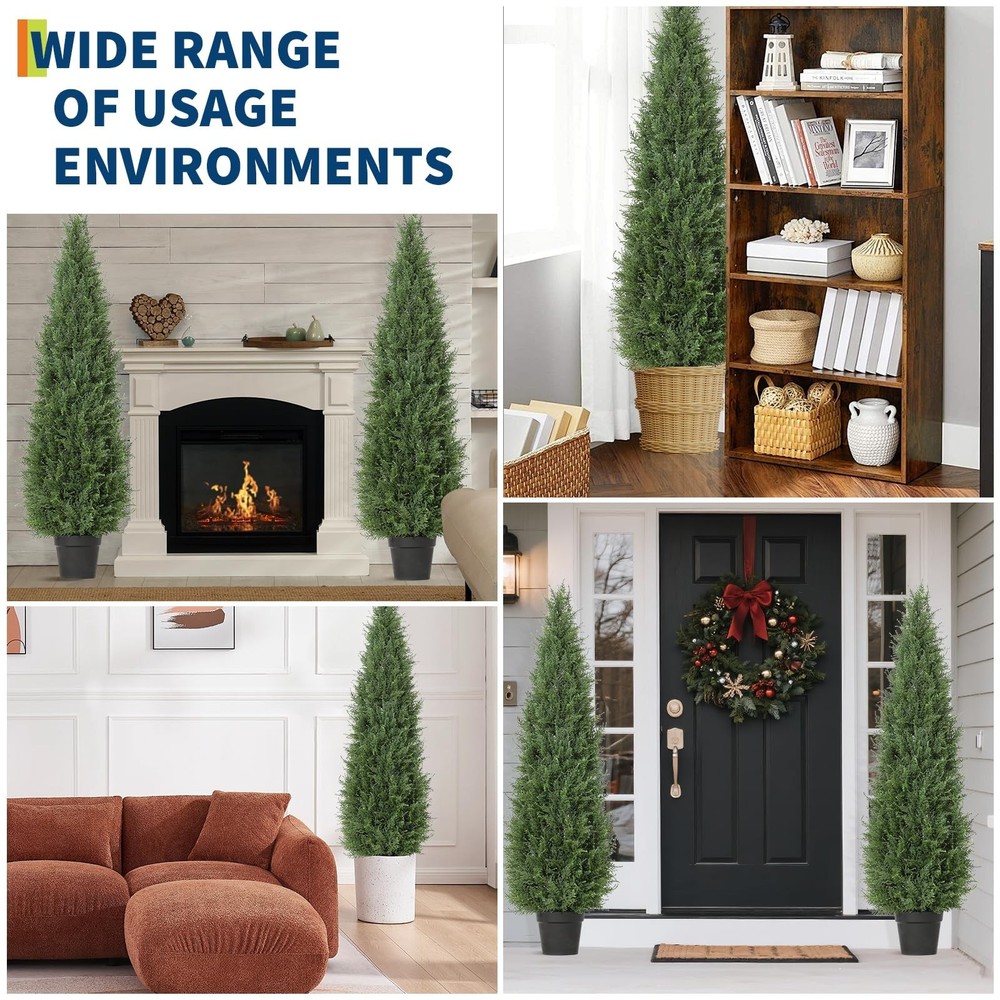 2 Pack 3FT Artificial Cedar Topiary Trees Topiary Trees Christmas tree