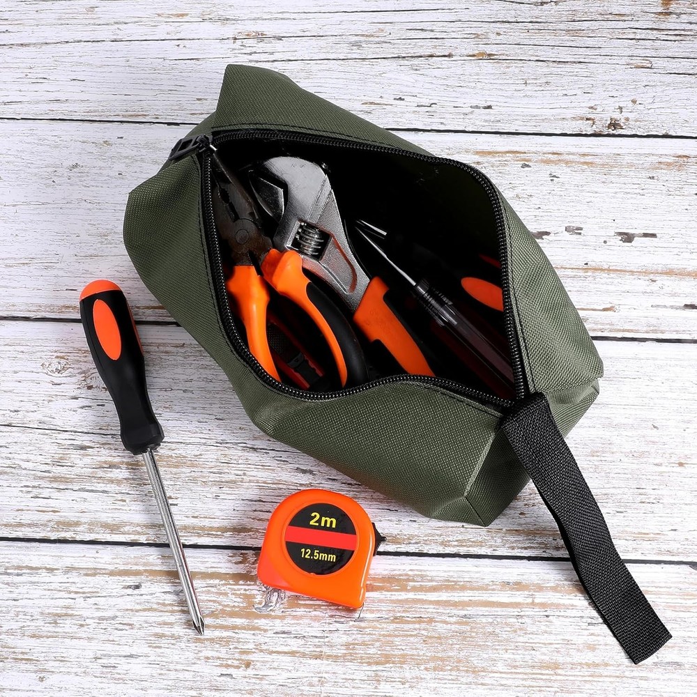 2 Pack Canvas Tool Pouch with Zipper, Bag, Multi-Purpose Black