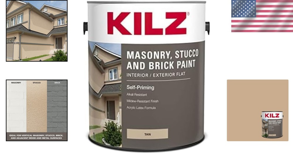 Tan Flat Paint – Self-Priming Solution for Masonry, Brick & Stucco