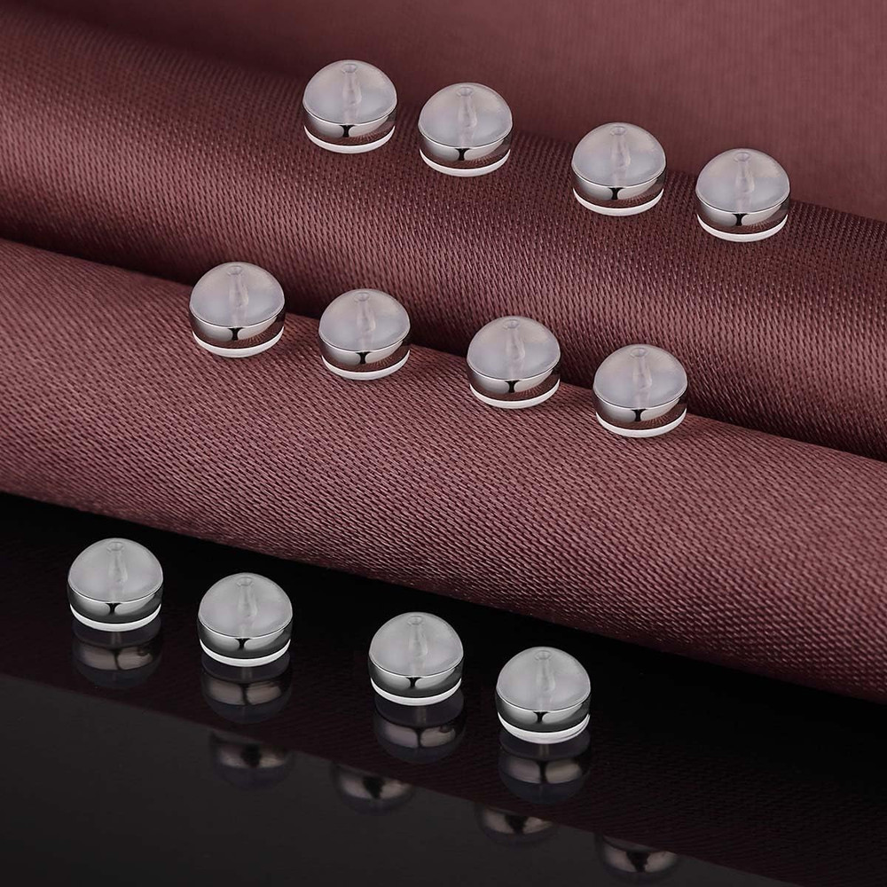 12Pcs Soft Silicone Earring Backs for Studs Silver Belt Rubber Earring Back