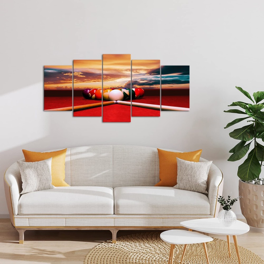 Conipit Billiard Balls Canvas Playing Pool Table Wall Art Snooker Pool Table ...