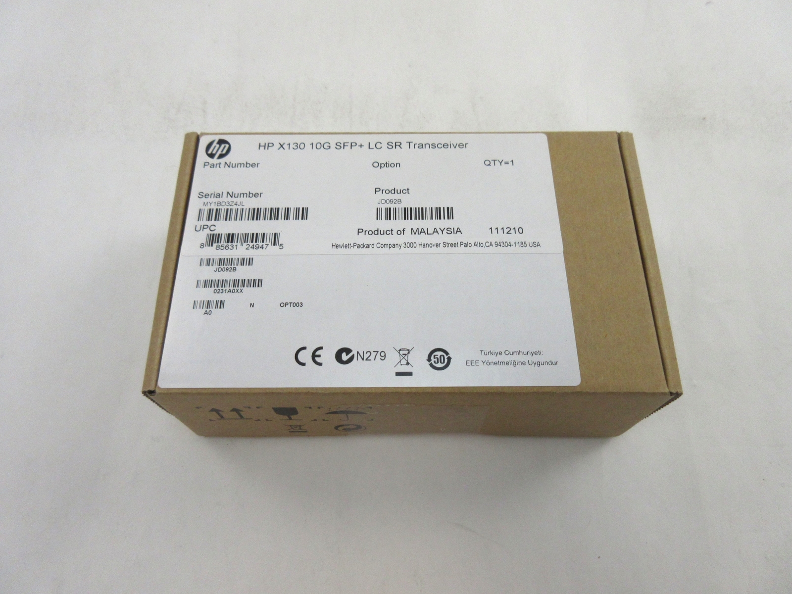 Lot of 10 HP X130 10G SFP+ LC SR Transceiver, JD092B, C4*57