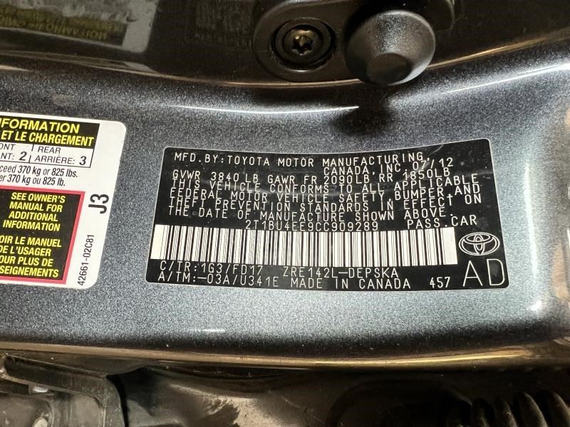 COROLLA 2012 Keys/Latches/Locks 104664361