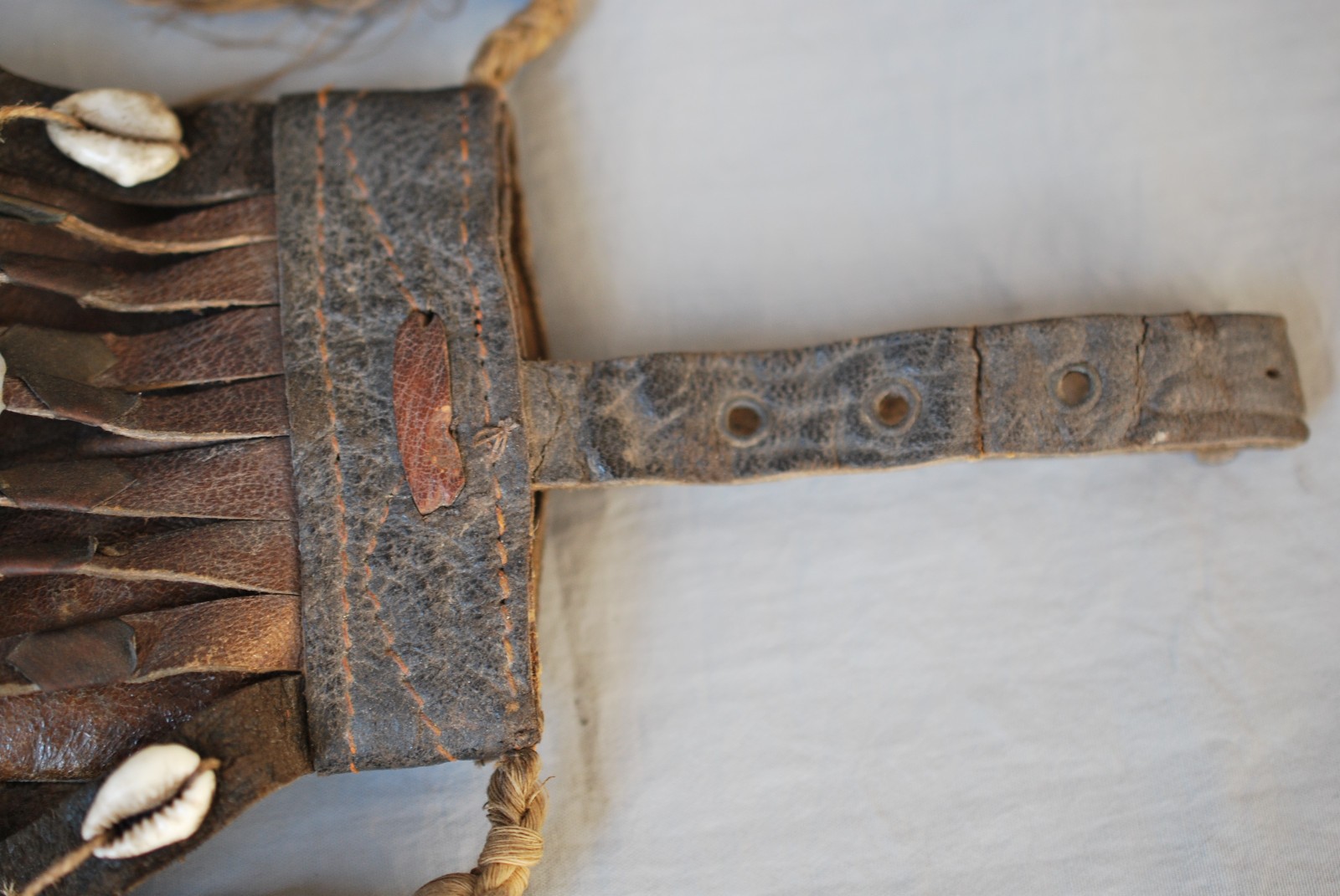 Antique Native Amer Leather Fringed Beads Shells Medicine Charm Bag & Contents