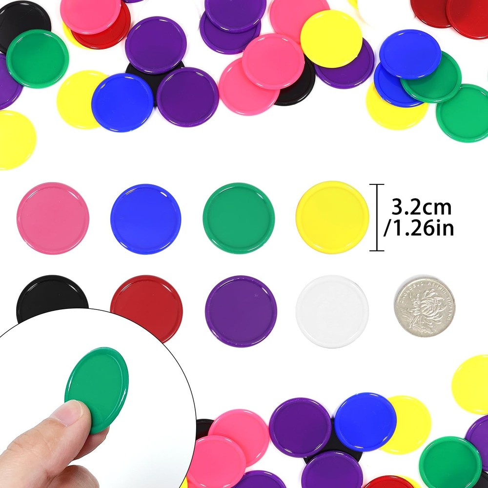 Darovly 480Pcs Mini Plastic Poker Chips, 8 Colors - Game, Math, Counting