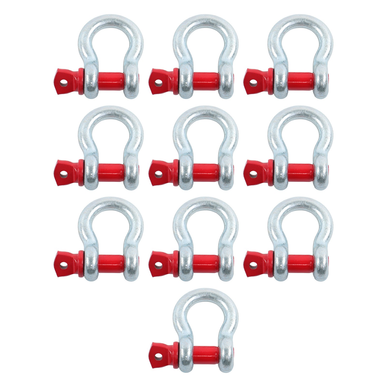 10 Pcs 1/2" Bow-Shaped D Ring Anchor Shackles with Clevis Screw Pin 4400 Lbs WLL