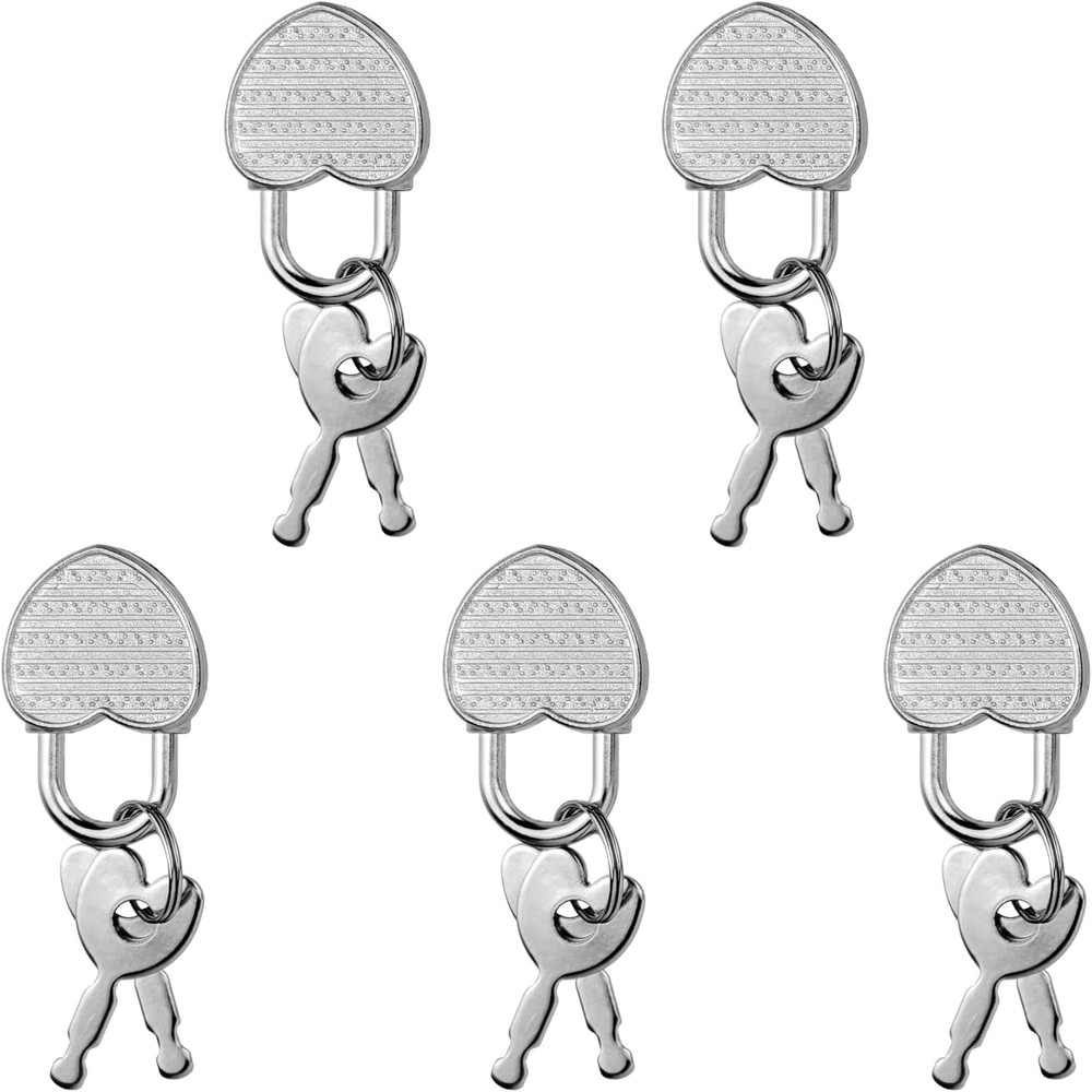 5 Pack Mini Diary Padlock, Small Locks with Keys, Tiny Luggage Silver