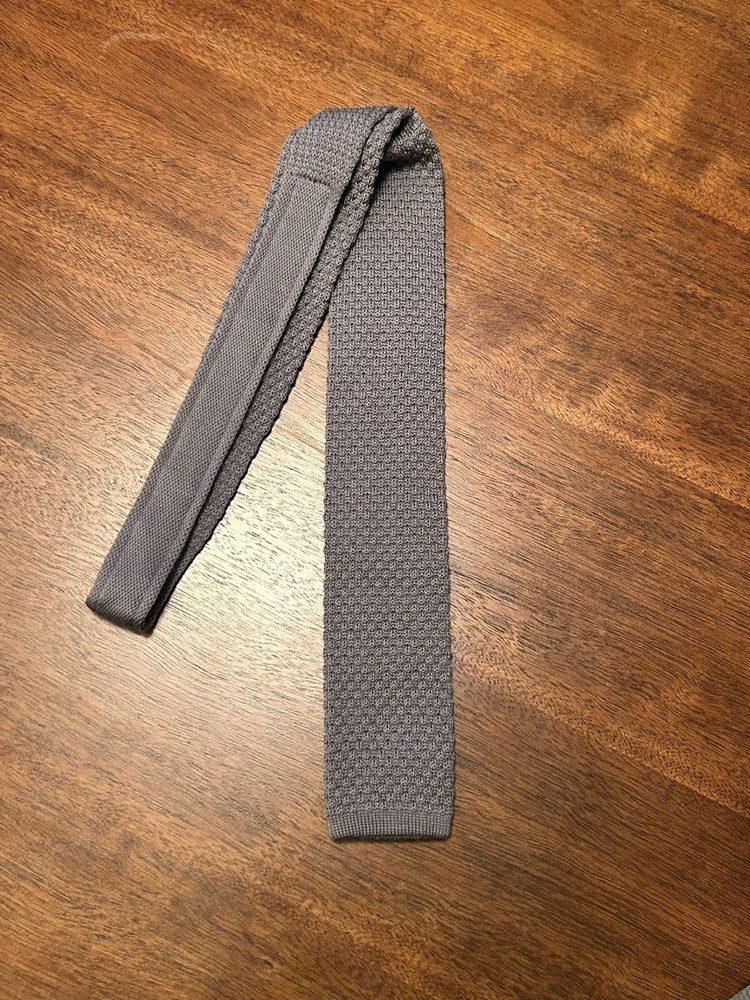 NWT Brooks Brothers Knit Tie Solid Charcoal Gray 100% Wool