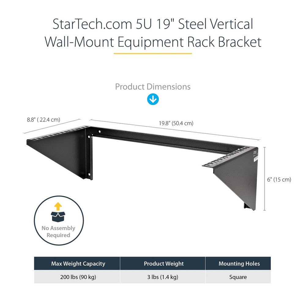 StarTech 5U Vertical 19" Low Profile Wall Mounting Bracket RK519WALLV