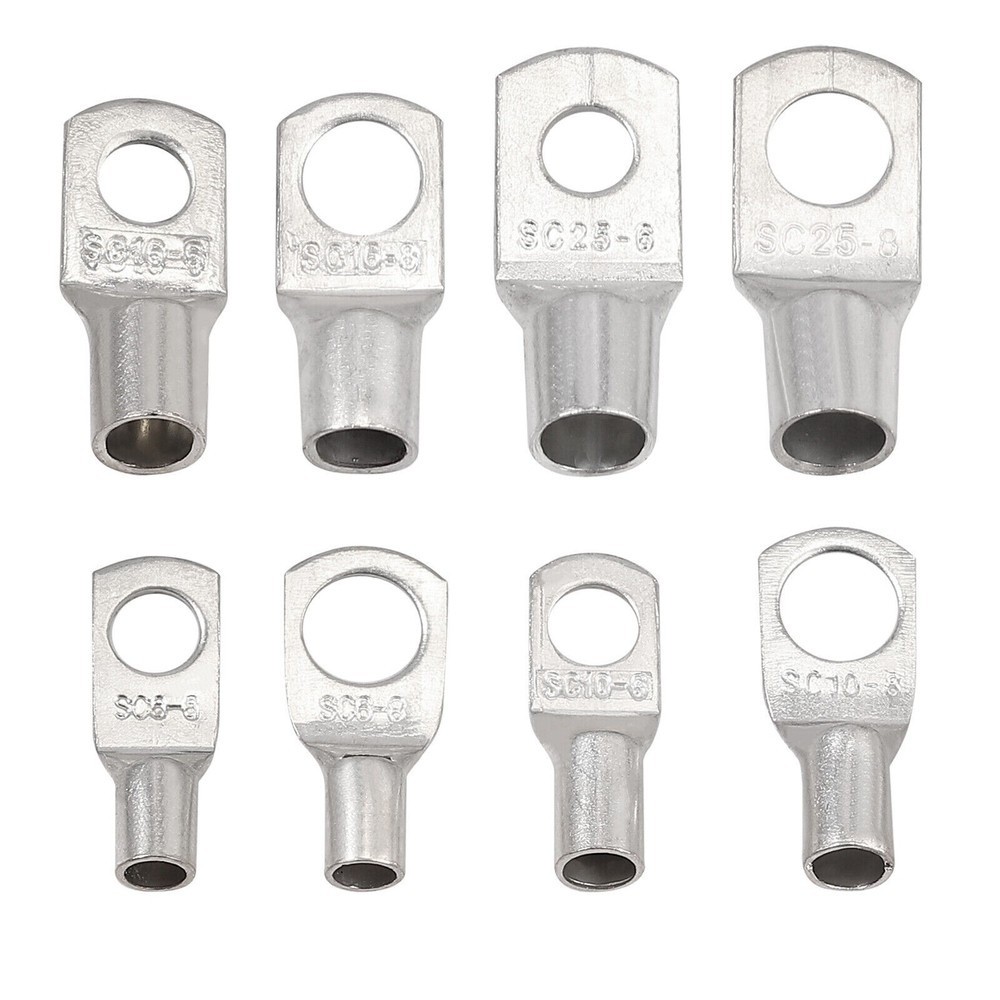 200Pcs Assorted Copper Ring Lugs Terminal Wire Bare Cable Crimp Connectors Kit